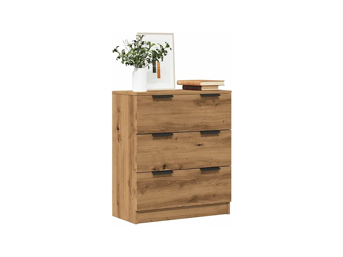Commode 3 tiroirs moderne Karona 60cm - Choix raffiné pour un rangement efficace-Couleur Marron clair