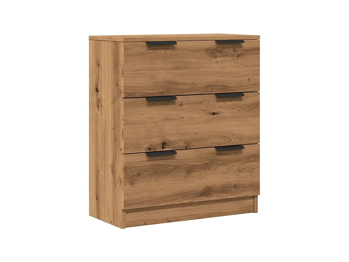 Commode 3 tiroirs moderne Karona 60cm - Choix raffiné pour un rangement efficace-Couleur Marron clair