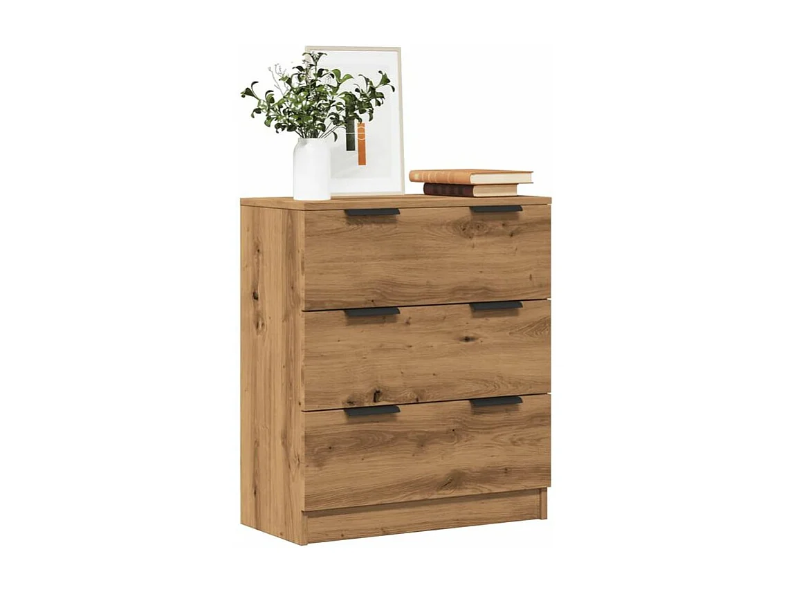 Commode 3 tiroirs moderne Karona 60cm - Choix raffiné pour un rangement efficace-Couleur Marron clair