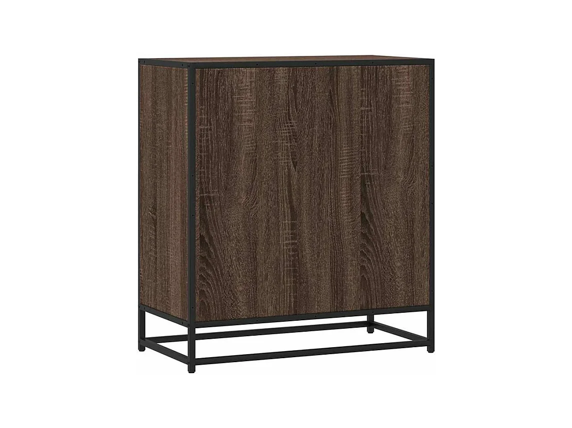 Commode 3 tiroirs Dovany L68xH76xP35 - Bois et métal-Couleur Chêne brun
