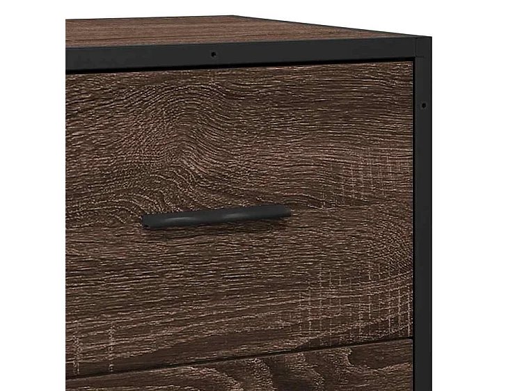 Commode 3 tiroirs Dovany L68xH76xP35 - Bois et métal-Couleur Chêne brun