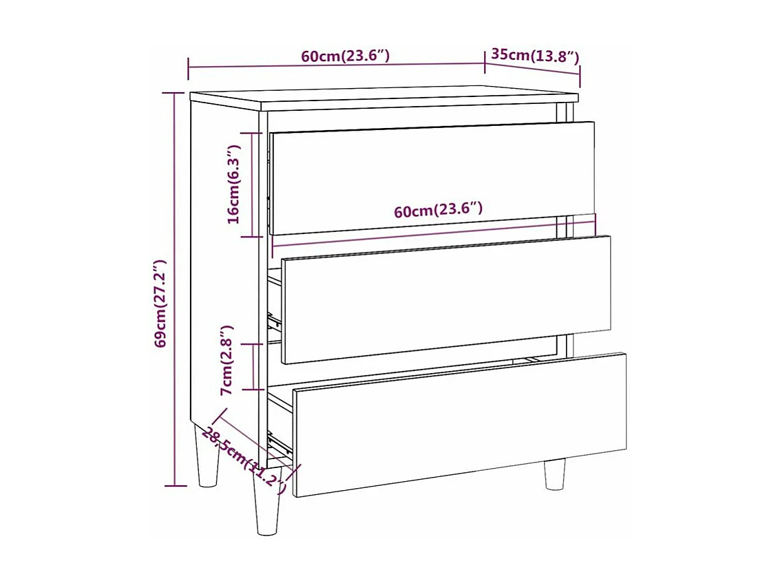 Buffet Chêne fumé 60x35x69 Bois d'ingénierie