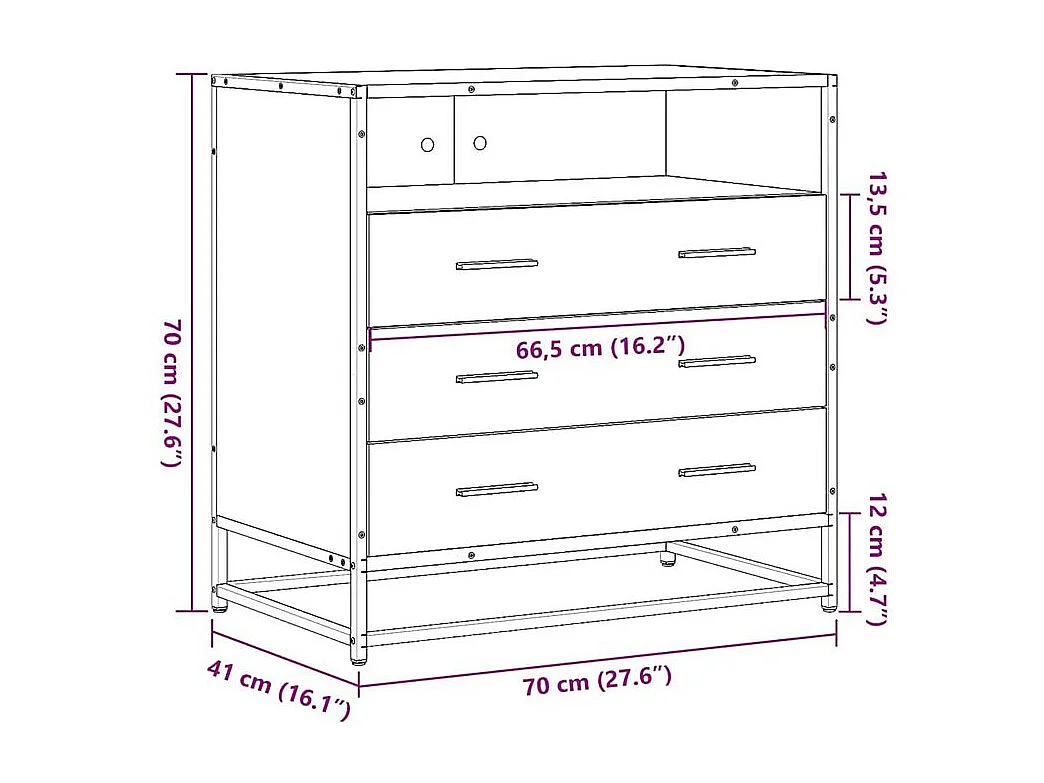 Commode chêne sonoma 70x41x70 bois d'ingénierie
