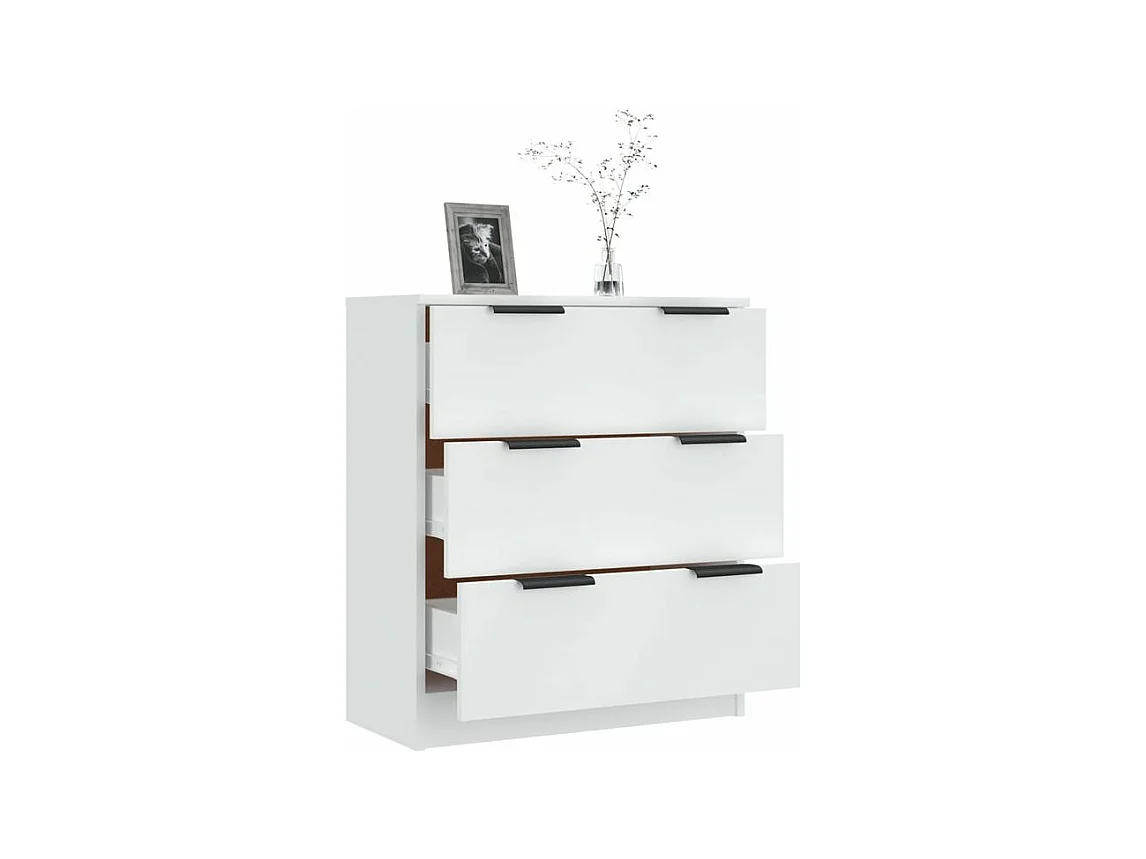 Commode 3 tiroirs moderne Karona 60cm - Choix raffiné pour un rangement efficace-Couleur Blanc