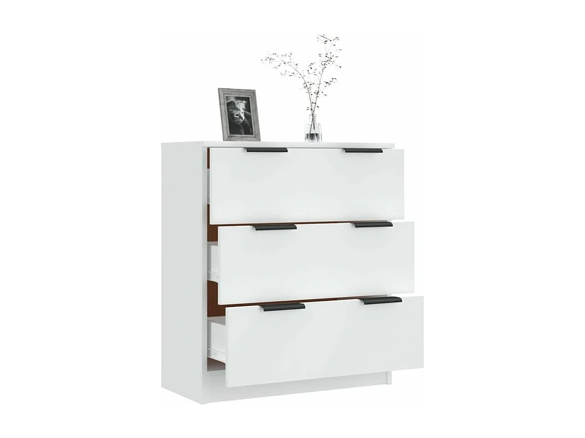 Commode 3 tiroirs moderne Karona 60cm - Choix raffiné pour un rangement efficace-Couleur Blanc