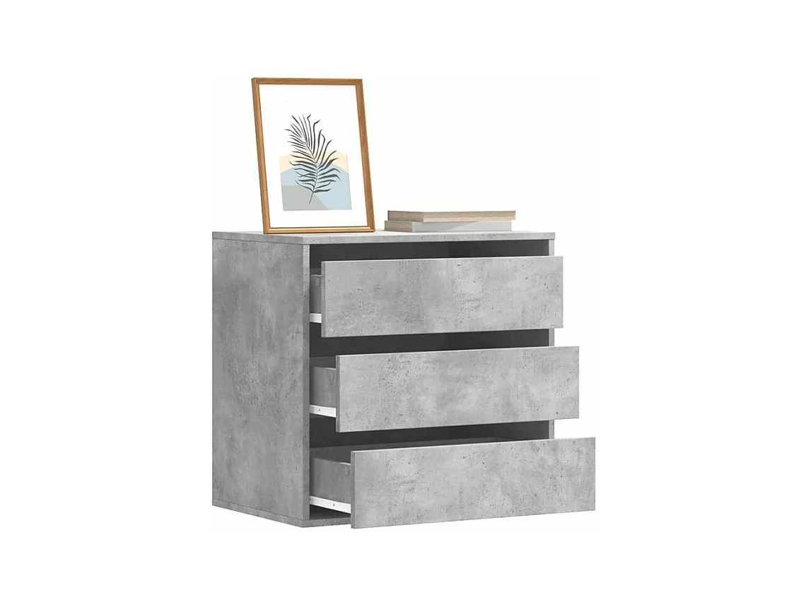 Petite commode 3 tiroirs Basko 60cm - Fonctionnelle pour petit espace-Couleur Gris béton