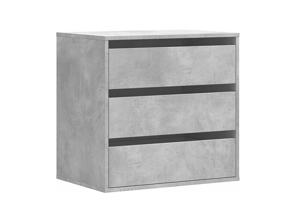 Petite commode 3 tiroirs Basko 60cm - Fonctionnelle pour petit espace-Couleur Gris béton
