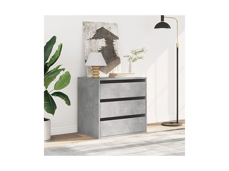 Petite commode 3 tiroirs Basko 60cm - Fonctionnelle pour petit espace-Couleur Gris béton