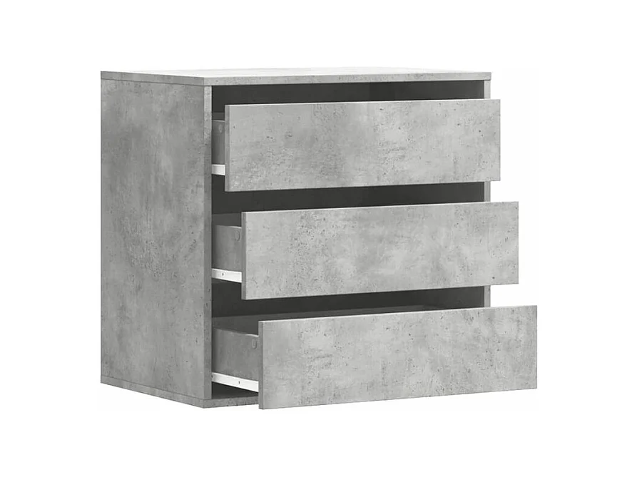 Petite commode 3 tiroirs Basko 60cm - Fonctionnelle pour petit espace-Couleur Gris béton