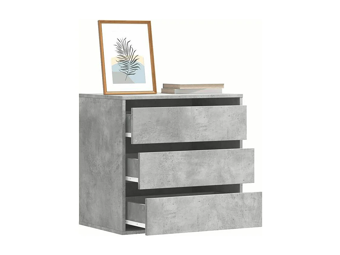 Petite commode 3 tiroirs Basko 60cm - Fonctionnelle pour petit espace-Couleur Gris béton