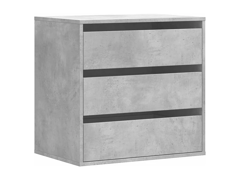 Petite commode 3 tiroirs Basko 60cm - Fonctionnelle pour petit espace-Couleur Gris béton