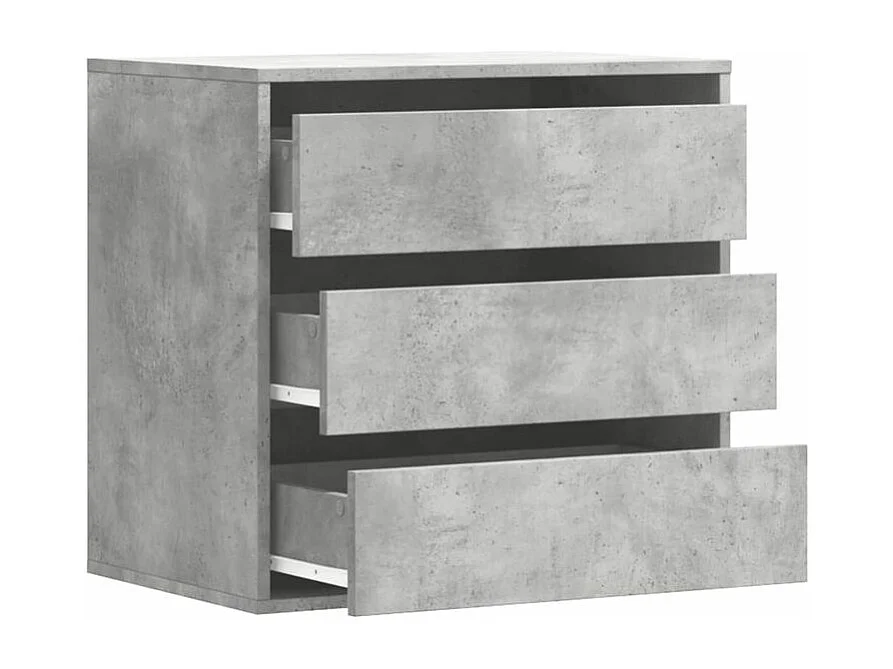 Petite commode 3 tiroirs Basko 60cm - Fonctionnelle pour petit espace-Couleur Gris béton