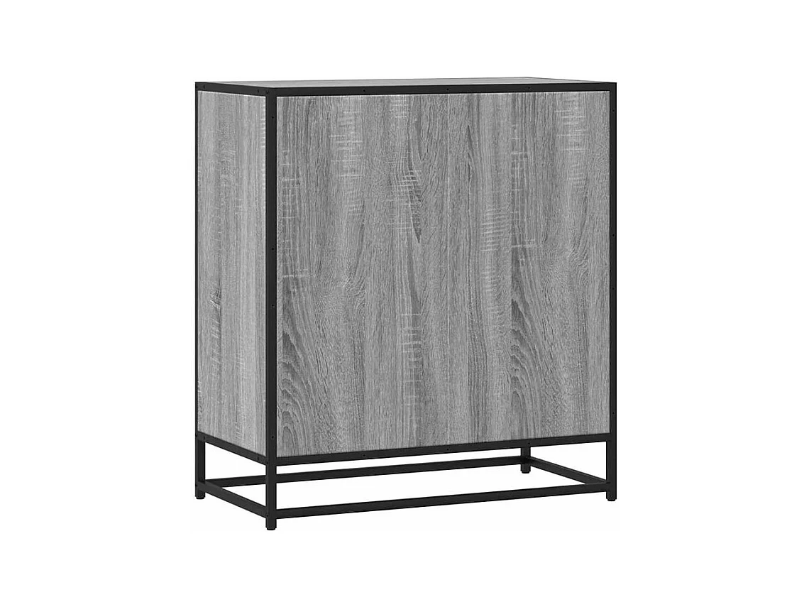 Commode 3 tiroirs Dovany L68xH76xP35 - Bois et métal-Couleur Chêne gris