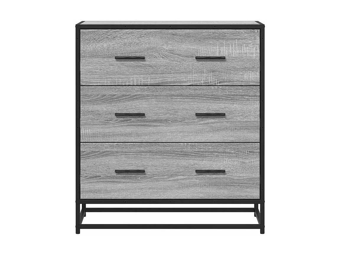 Commode 3 tiroirs Dovany L68xH76xP35 - Bois et métal-Couleur Chêne gris