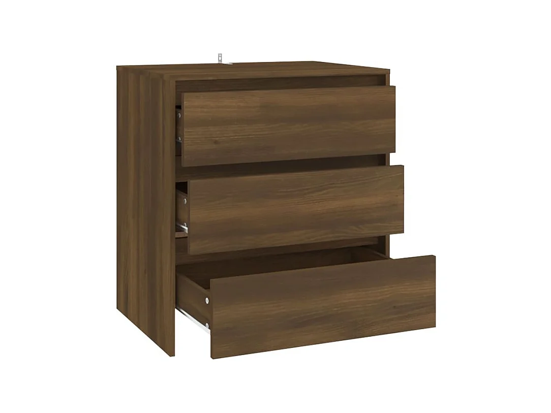 Commode 3 tiroirs en bois Klary 70cm - intemporelle et fonctionnelle-Couleur Noyer