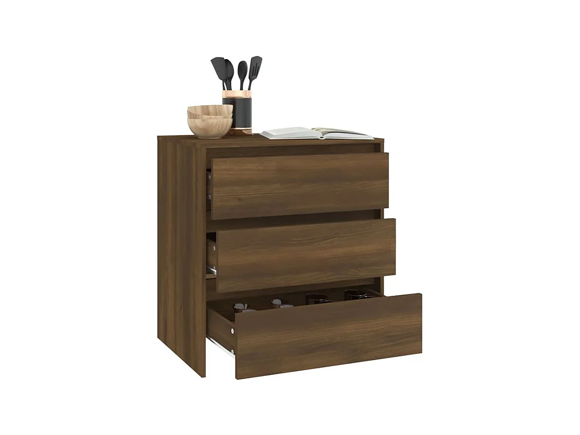 Commode 3 tiroirs en bois Klary 70cm - intemporelle et fonctionnelle-Couleur Noyer