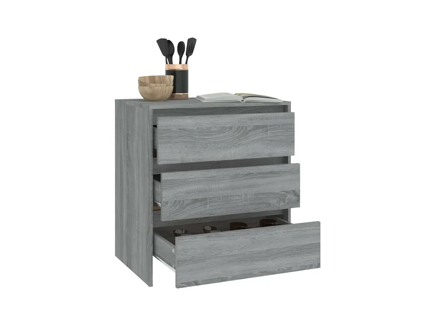 Commode 3 tiroirs en bois Klary 70cm - intemporelle et fonctionnelle-Couleur Noyer