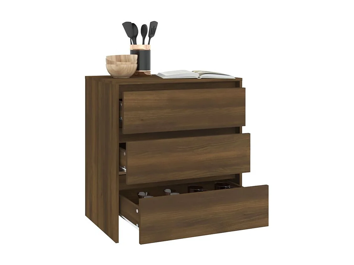 Commode 3 tiroirs en bois Klary 70cm - intemporelle et fonctionnelle-Couleur Noyer