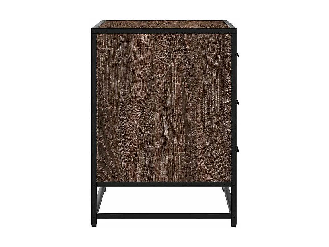 Commode 3 tiroirs Dovany L70xH56xP41 - Bois et métal-Couleur Chêne brun