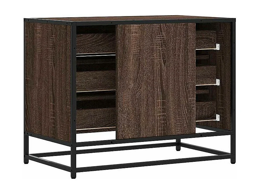 Commode 3 tiroirs Dovany L70xH56xP41 - Bois et métal-Couleur Chêne brun