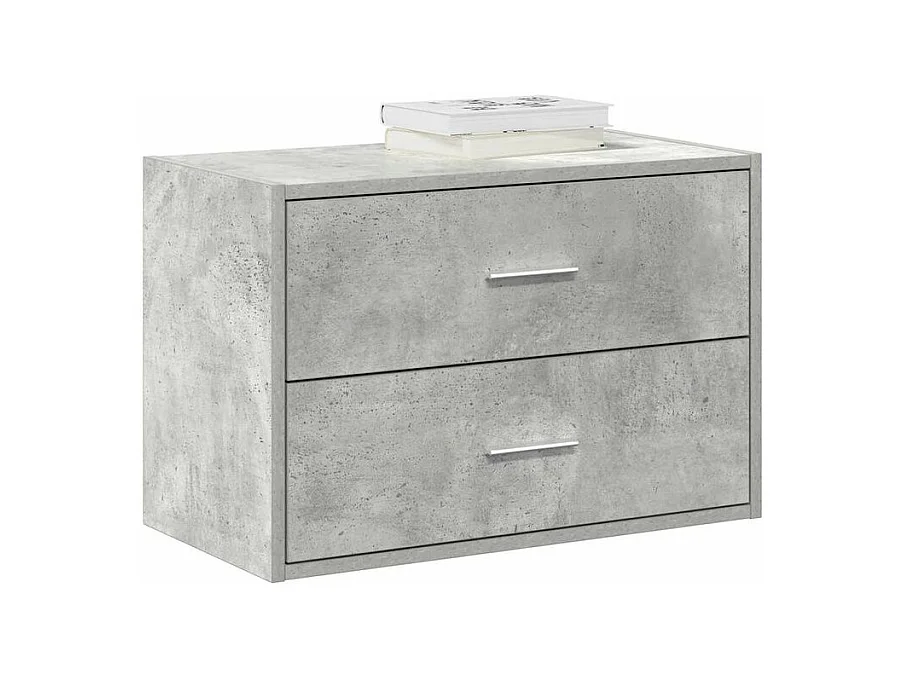 Armoire avec 2 tiroirs gris béton 60x31x40 bois d'ingénierie