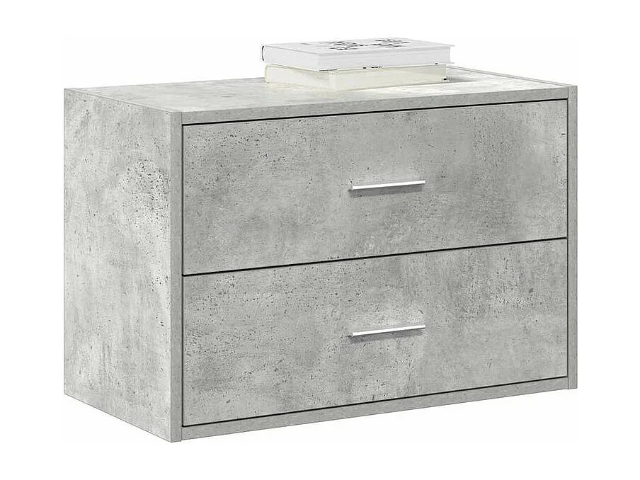 Armoire avec 2 tiroirs gris béton 60x31x40 bois d'ingénierie