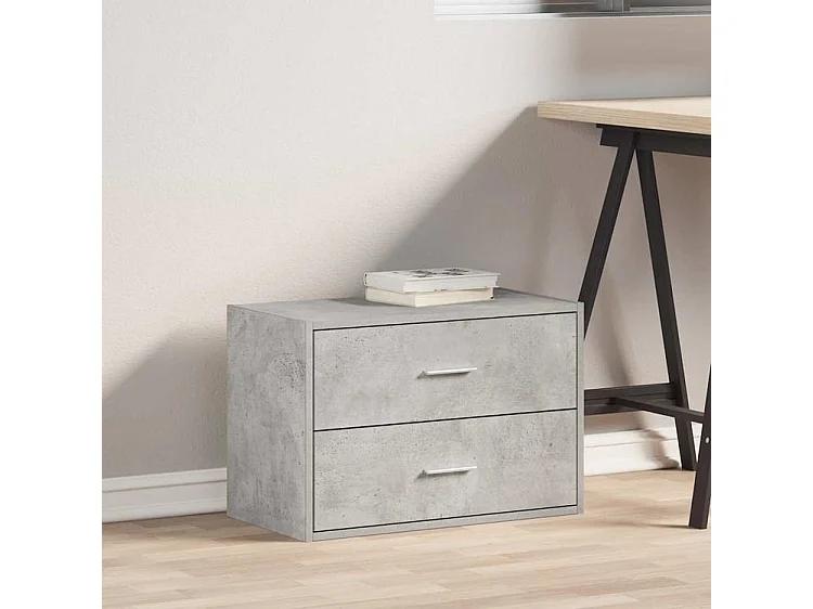 Armoire avec 2 tiroirs gris béton 60x31x40 bois d'ingénierie