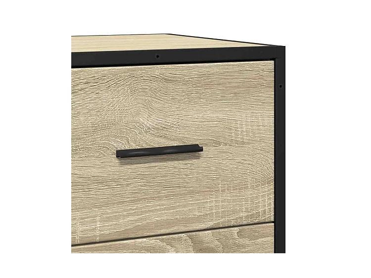 Commode 3 tiroirs Dovany L68xH76xP35 - Bois et métal-Couleur Chêne clair