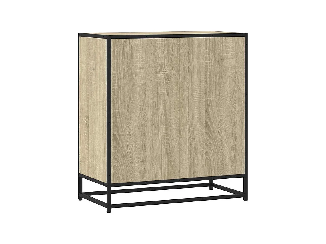 Commode 3 tiroirs Dovany L68xH76xP35 - Bois et métal-Couleur Chêne clair