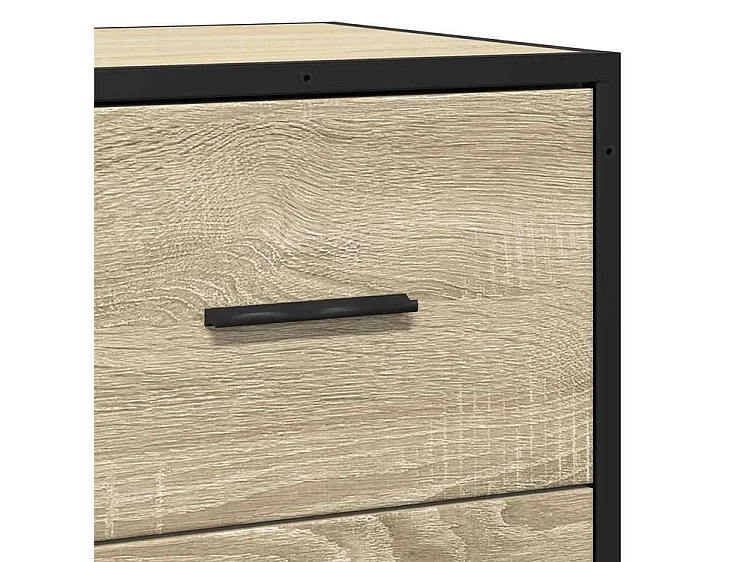 Commode 3 tiroirs Dovany L68xH76xP35 - Bois et métal-Couleur Chêne clair