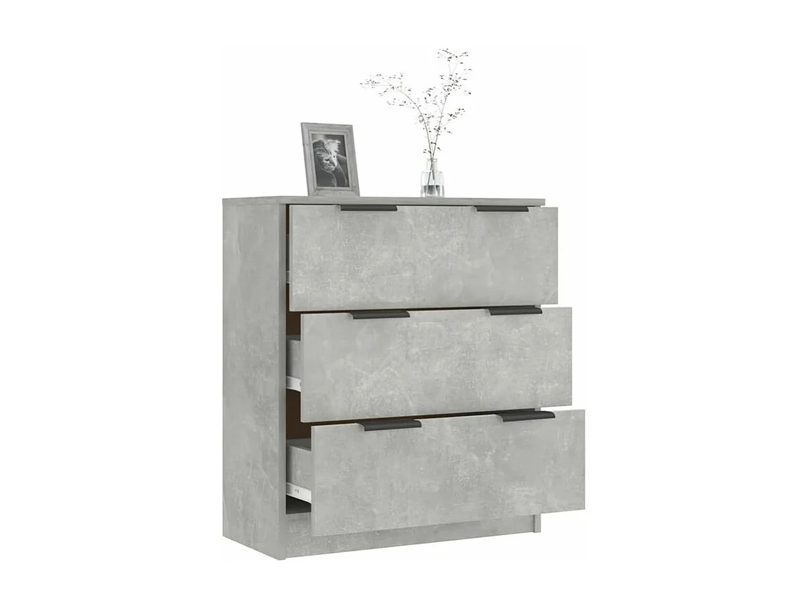 Commode 3 tiroirs moderne Karona 60cm - Choix raffiné pour un rangement efficace-Couleur Gris béton