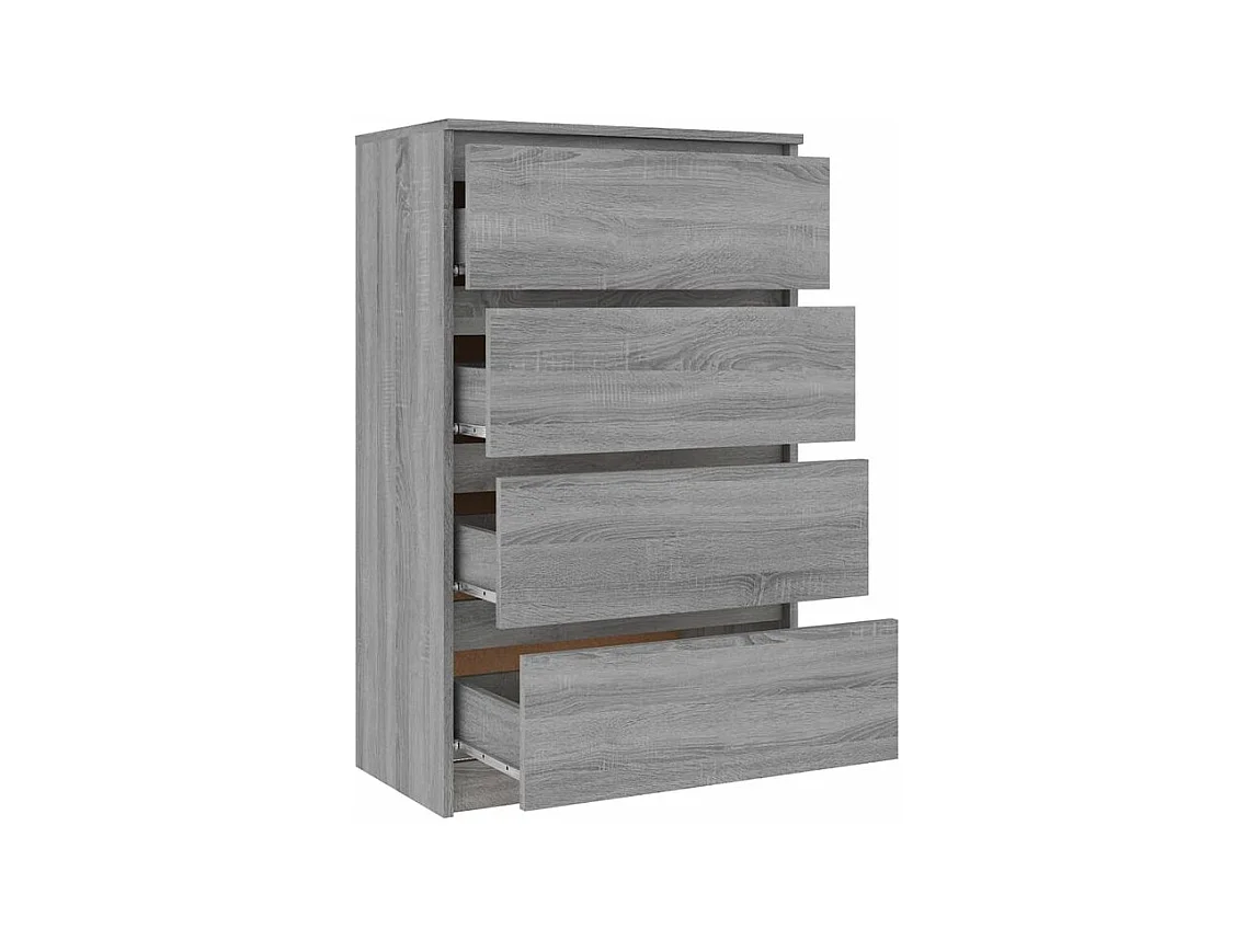 Commode haute 4 tiroirs en bois Agency - Fonctionnalité à votre service-Couleur Chêne gris