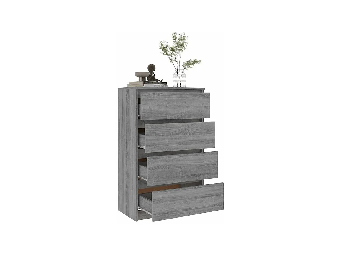 Commode haute 4 tiroirs en bois Agency - Fonctionnalité à votre service-Couleur Chêne gris