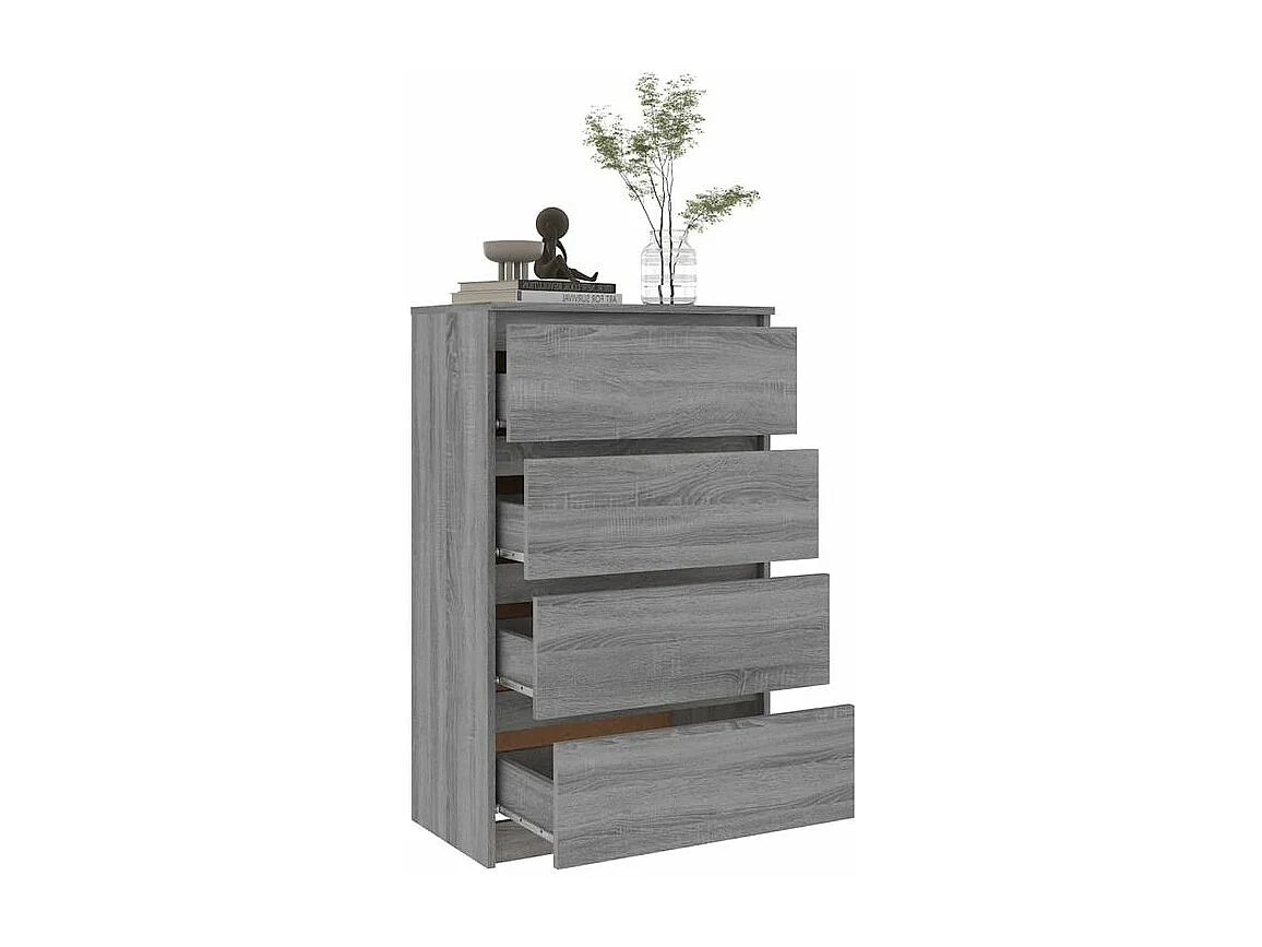 Commode haute 4 tiroirs en bois Agency - Fonctionnalité à votre service-Couleur Chêne gris