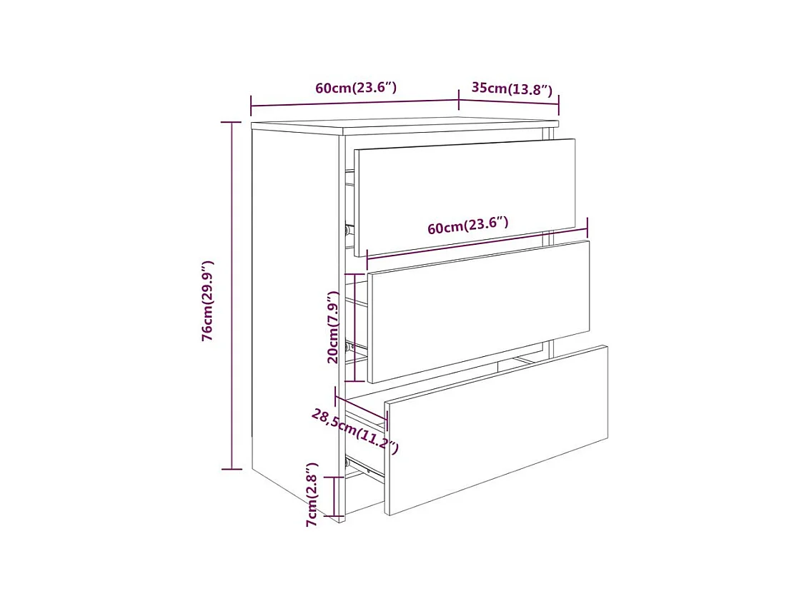 Commode en bois Agency 60cm - Élégance et praticité au quotidien-Couleur Noyer