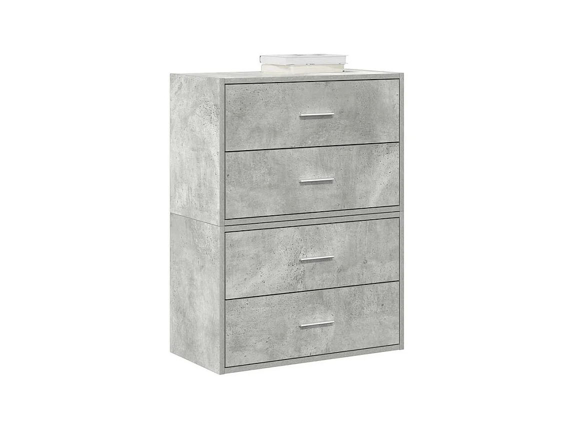 Armoires avec 2 tiroirs 2 pcs gris béton bois d'ingénierie