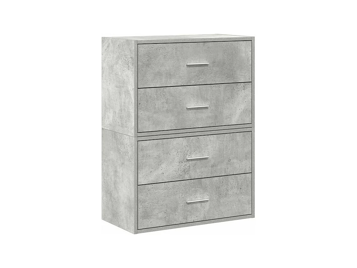 Armoires avec 2 tiroirs 2 pcs gris béton bois d'ingénierie