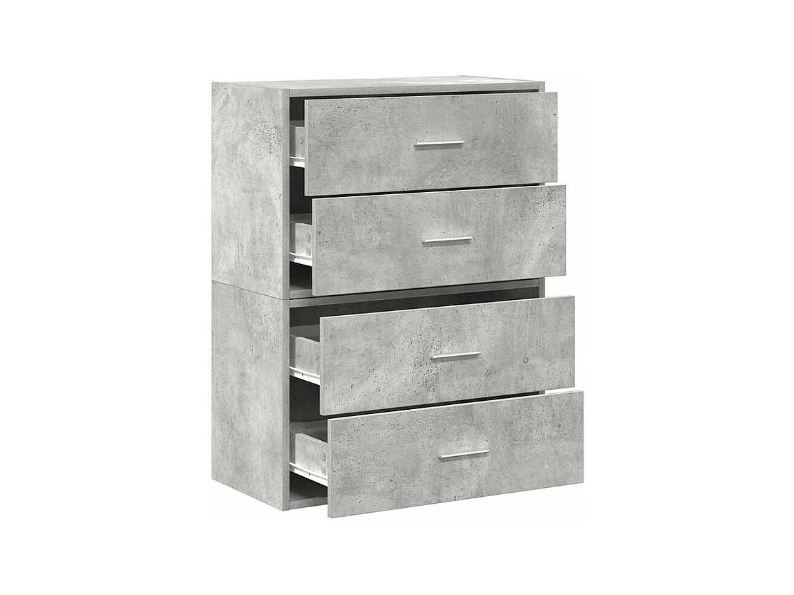 Armoires avec 2 tiroirs 2 pcs gris béton bois d'ingénierie
