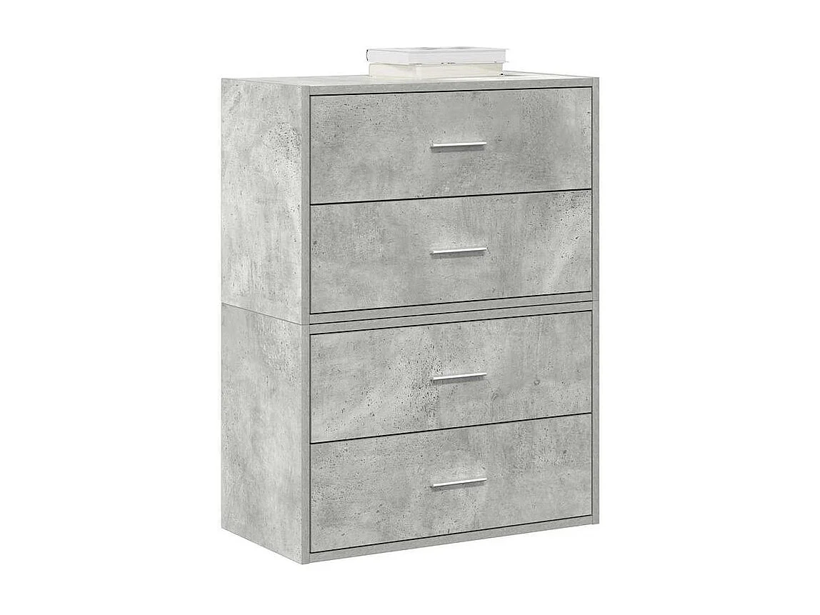 Armoires avec 2 tiroirs 2 pcs gris béton bois d'ingénierie