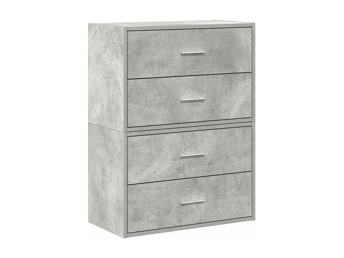 Armoires avec 2 tiroirs 2 pcs gris béton bois d'ingénierie