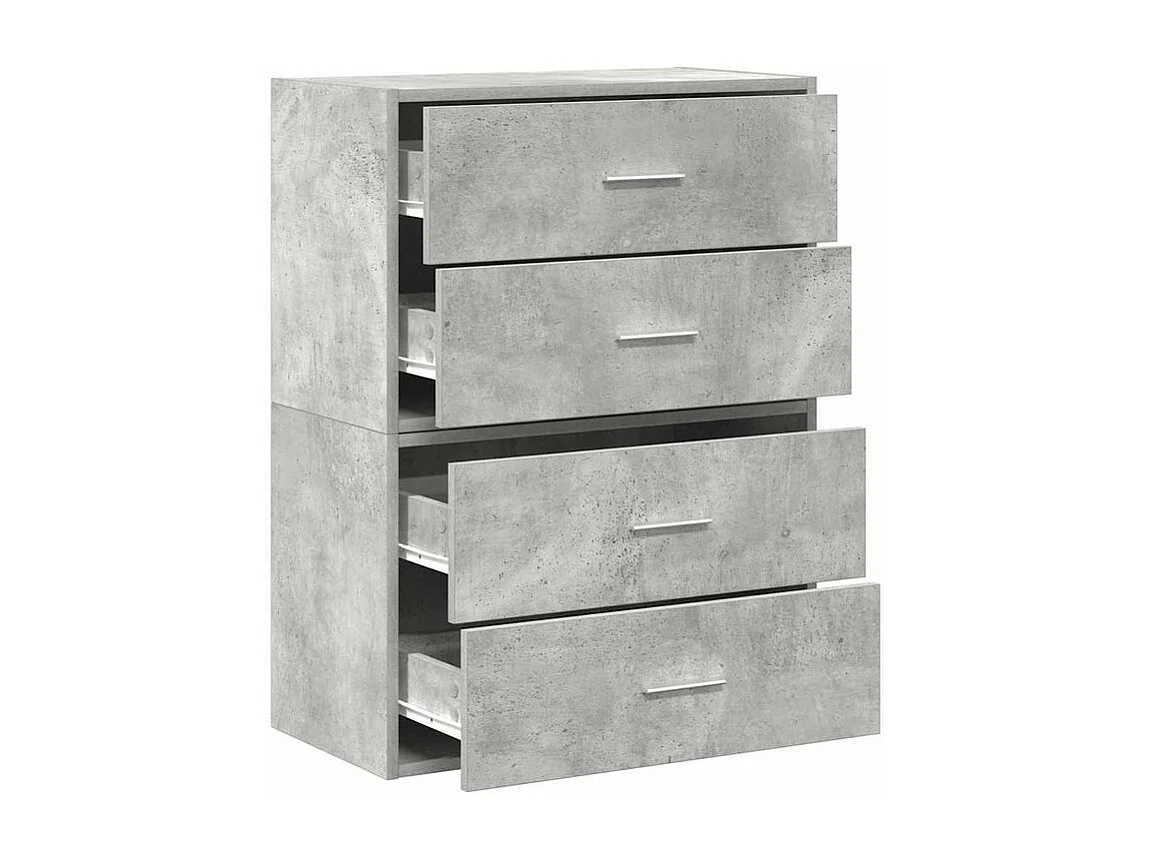 Armoires avec 2 tiroirs 2 pcs gris béton bois d'ingénierie