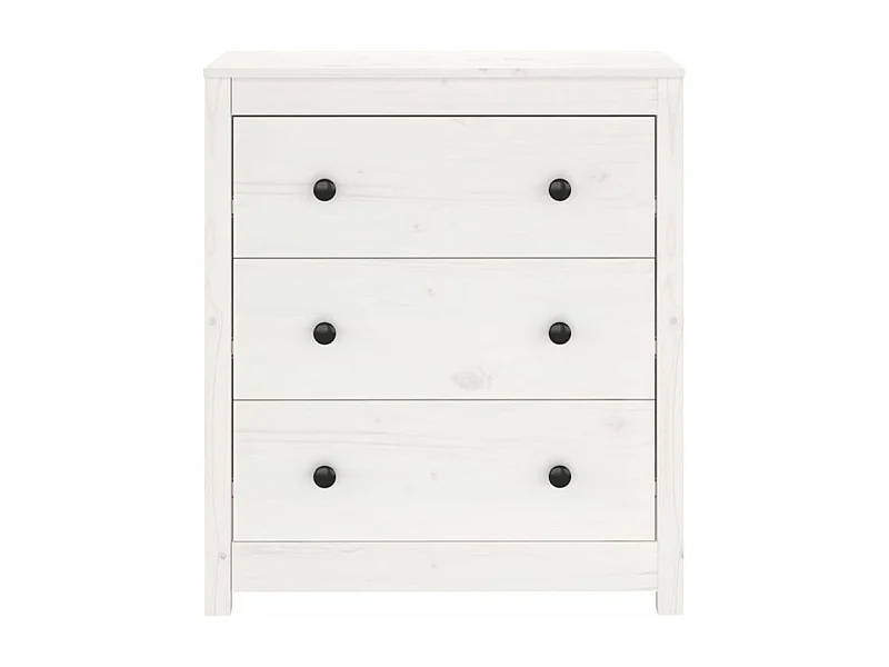 Commode 3 tiroirs en pin massif – Collection Aloska-Couleur Blanc