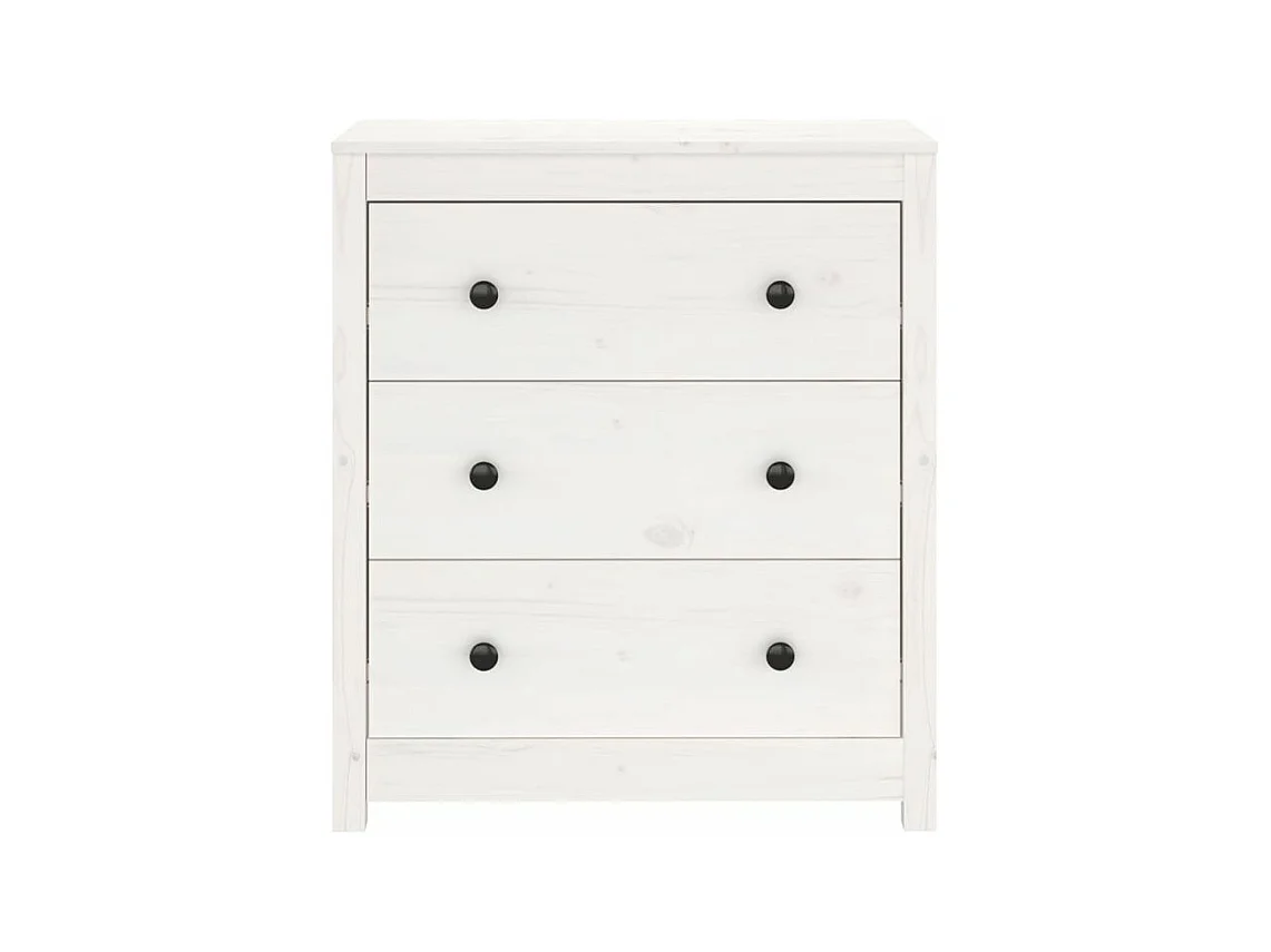 Commode 3 tiroirs en pin massif – Collection Aloska-Couleur Blanc