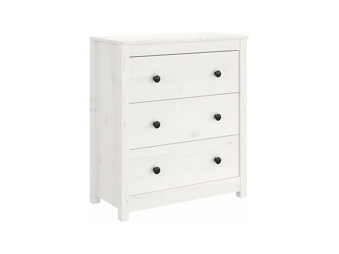 Commode 3 tiroirs en pin massif – Collection Aloska-Couleur Blanc