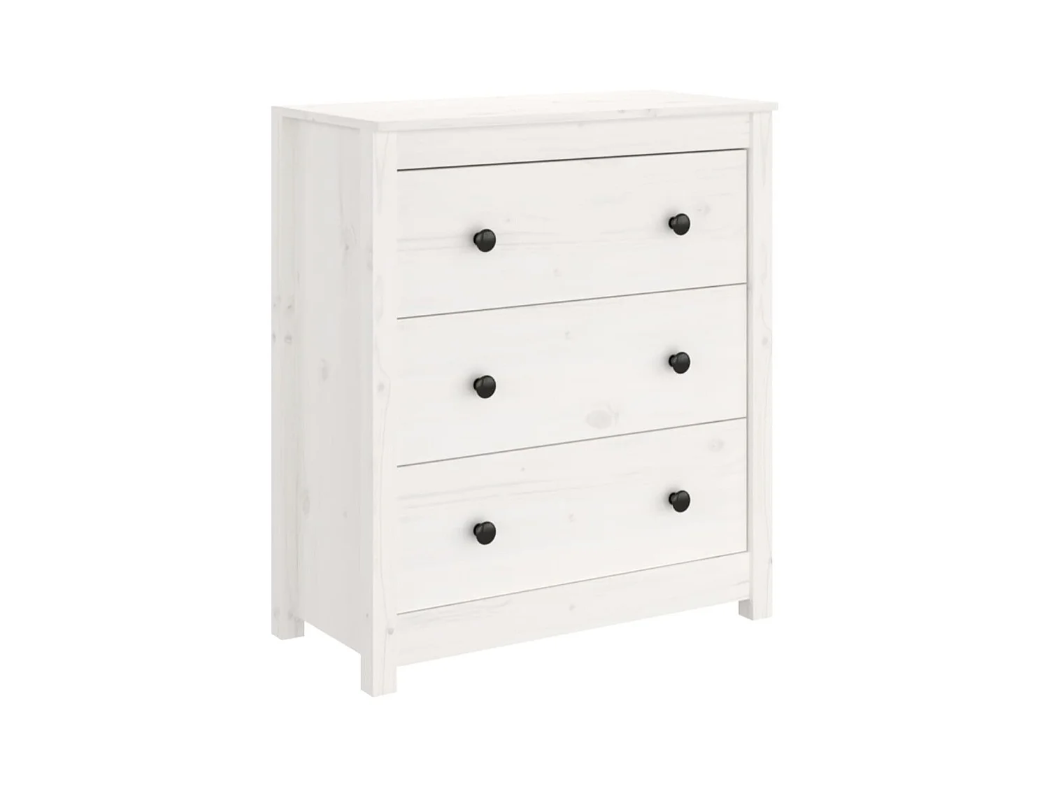 Commode 3 tiroirs en pin massif – Collection Aloska-Couleur Blanc