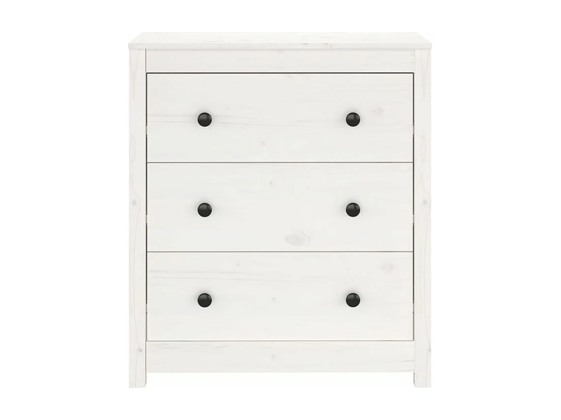 Commode 3 tiroirs en pin massif – Collection Aloska-Couleur Blanc