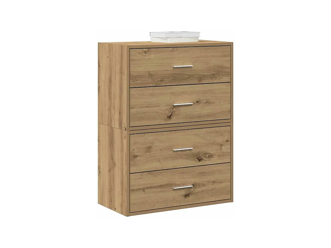 Armoires avec 2 tiroirs 2 pcs chêne artisanal bois d'ingénierie