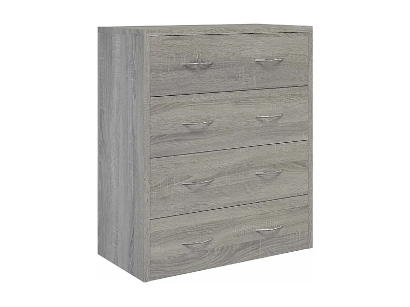 Commode 4 tiroirs Chikee 60cm - Bois d'ingénierie-Couleur Chêne gris