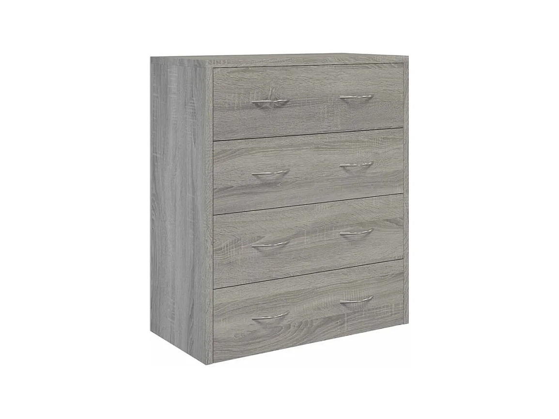 Commode 4 tiroirs Chikee 60cm - Bois d'ingénierie-Couleur Chêne gris