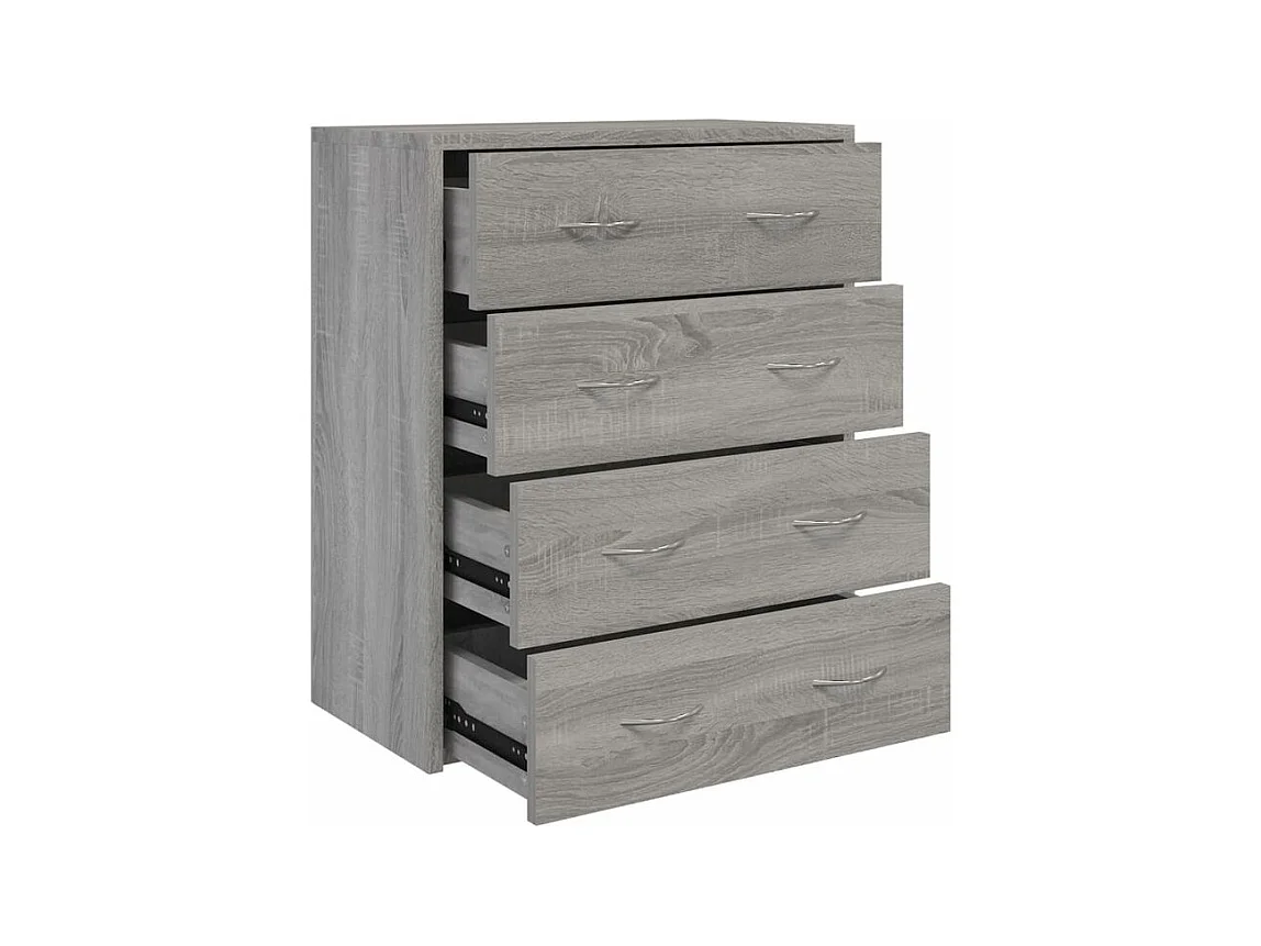 Commode 4 tiroirs Chikee 60cm - Bois d'ingénierie-Couleur Chêne gris